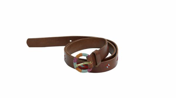 kinking flower leather belt