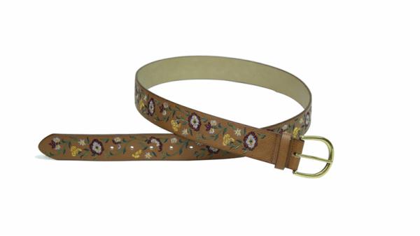 women's faux floral embroidered belt