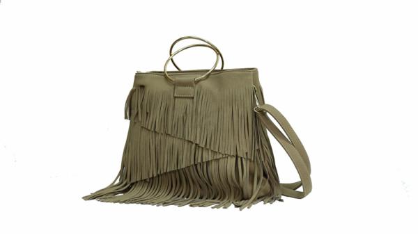 PU tassels handle crossbody bag